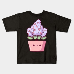 Cute Purple Hyacinths Flower Houseplant | Kawaii Illustration | kawaii cute plant Kids T-Shirt